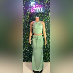 Mint Green Ruched Skirt Set